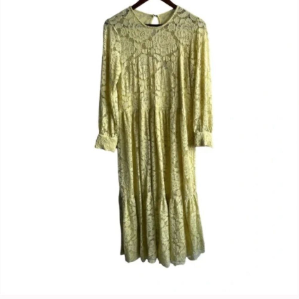 Anthropologie Hutch Yellow Lace Midi Dress